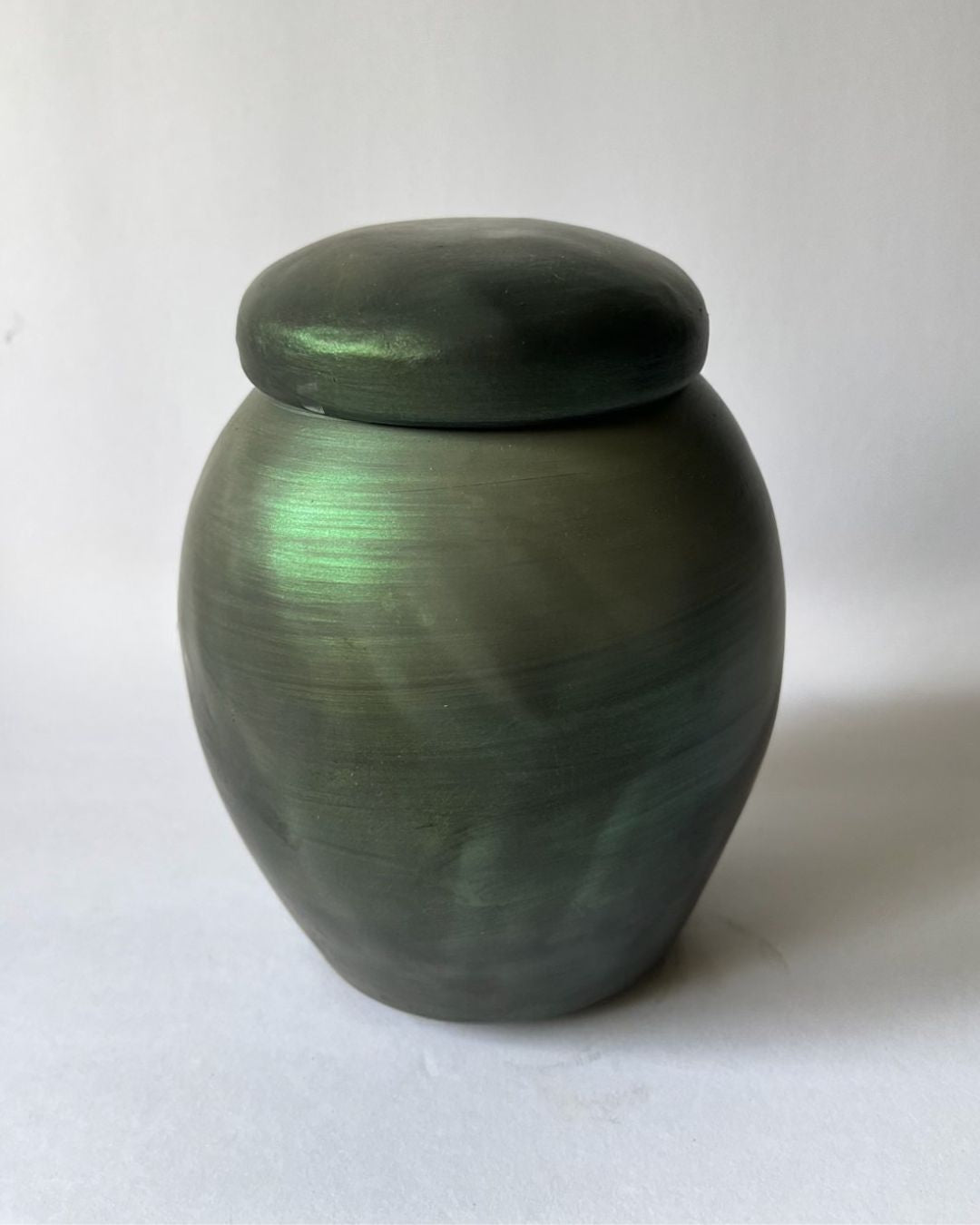 IRIDESCENT GINGER JAR (smoke fired, no. 2)