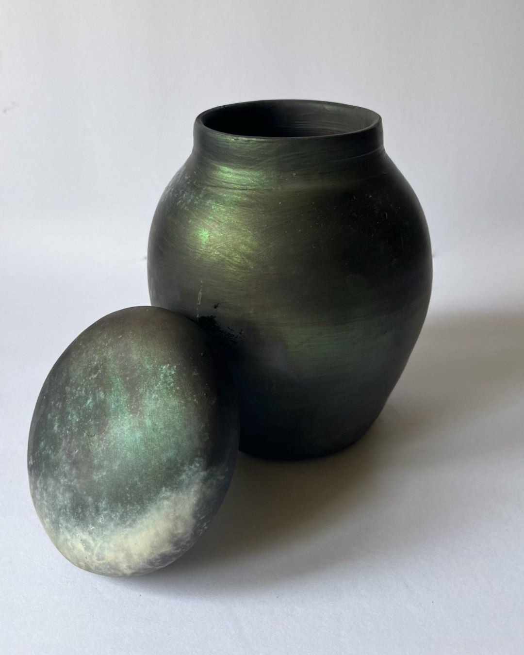 IRIDESCENT GINGER JAR (smoke fired, no. 5)