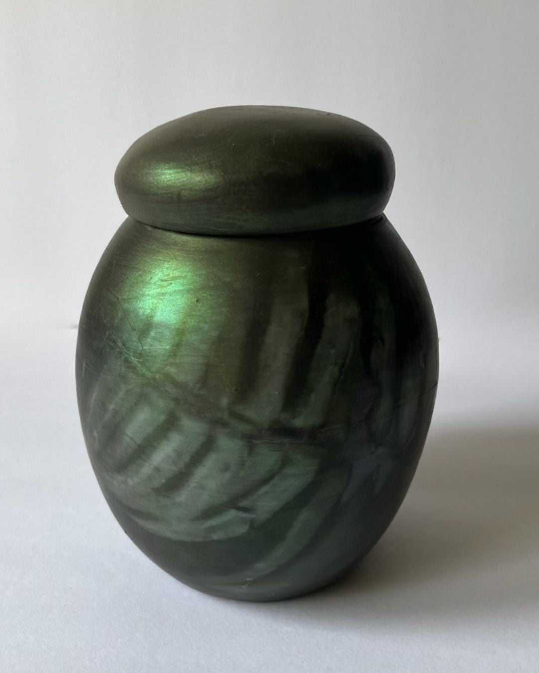 IRIDESCENT GINGER JAR (smoke fired, no. 1)