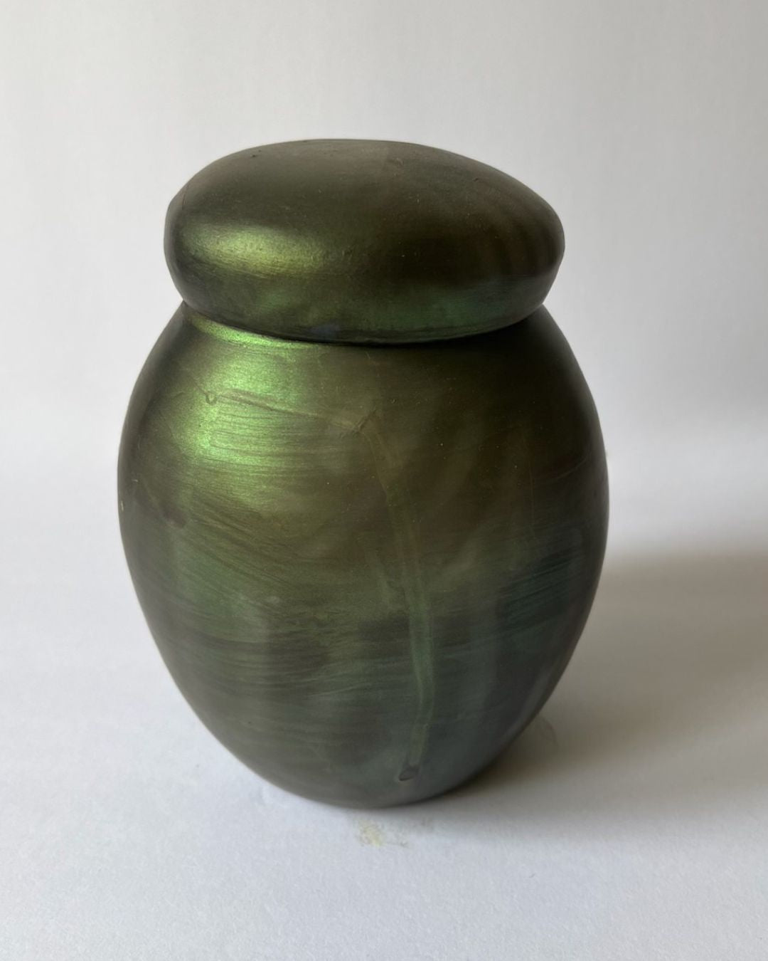 IRIDESCENT GINGER JAR (smoke fired, no. 1)