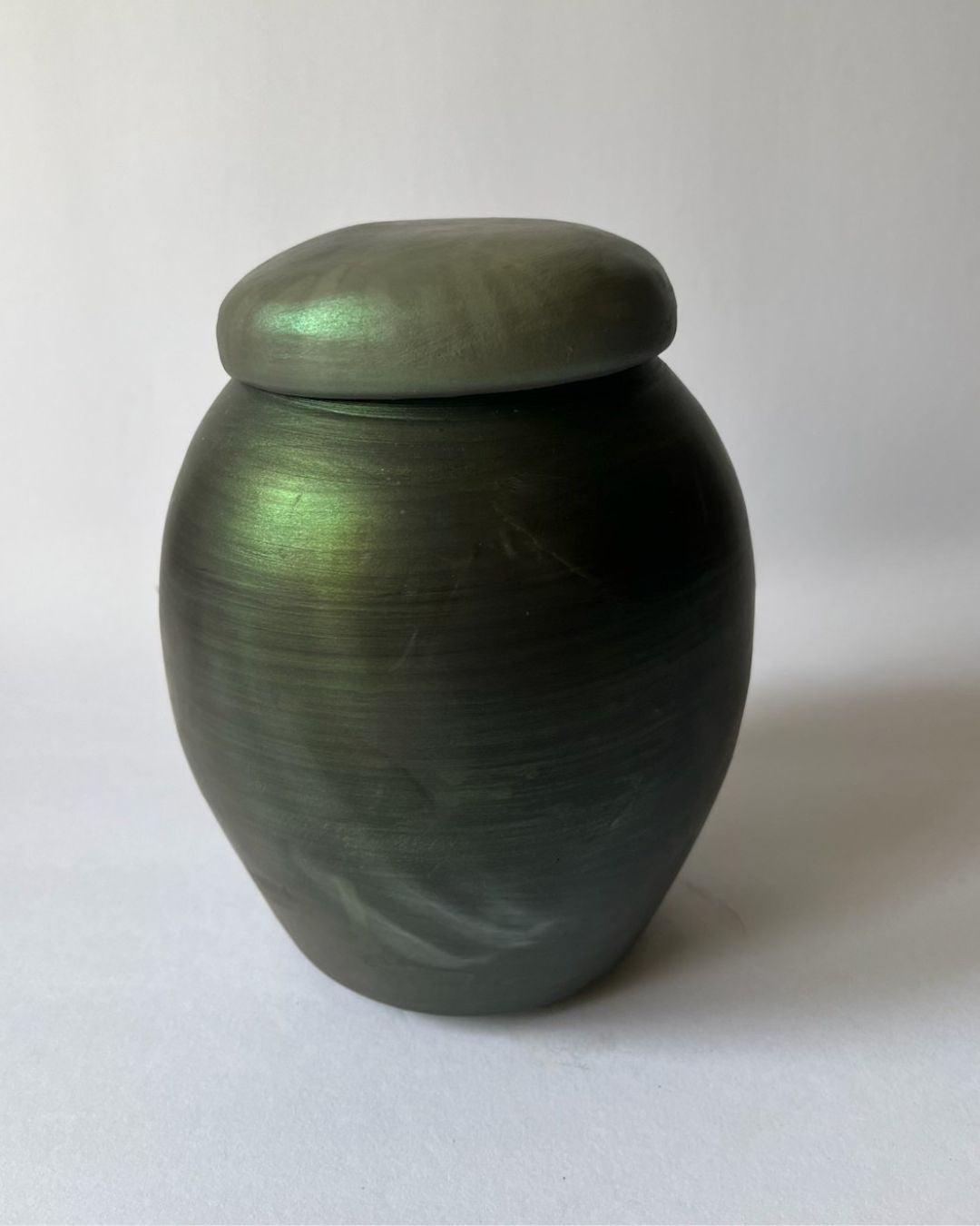 IRIDESCENT GINGER JAR (smoke fired, no. 2)