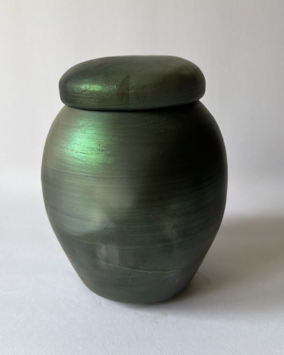 IRIDESCENT GINGER JAR (smoke fired, no. 2)