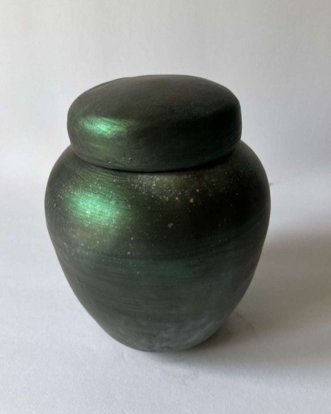 IRIDESCENT GINGER JAR (smoke fired, no. 3)
