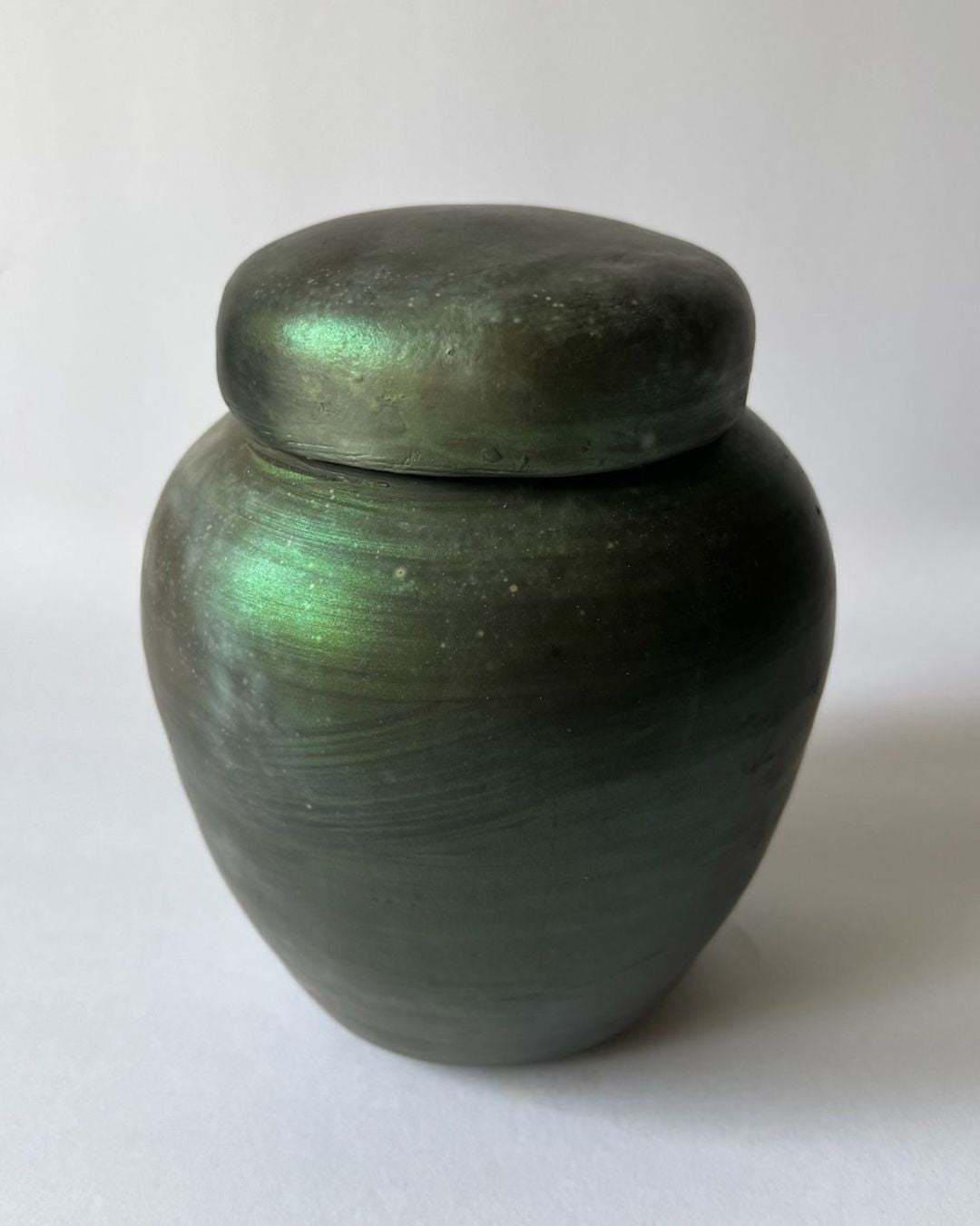 IRIDESCENT GINGER JAR (smoke fired, no. 3)