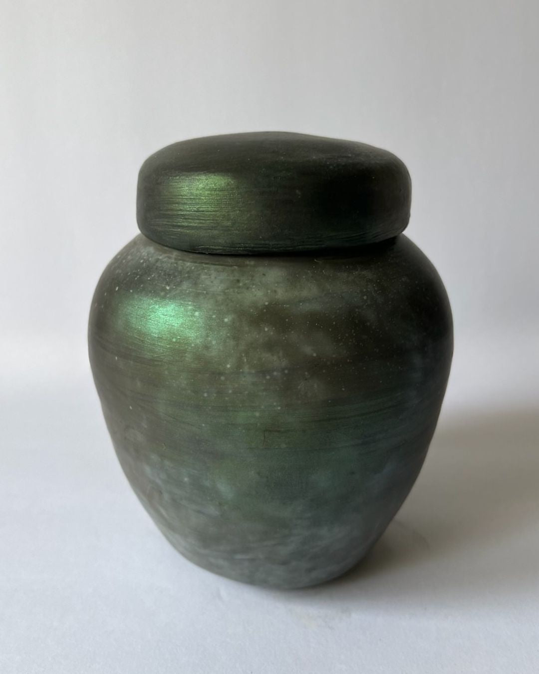 IRIDESCENT GINGER JAR (smoke fired, no. 3)