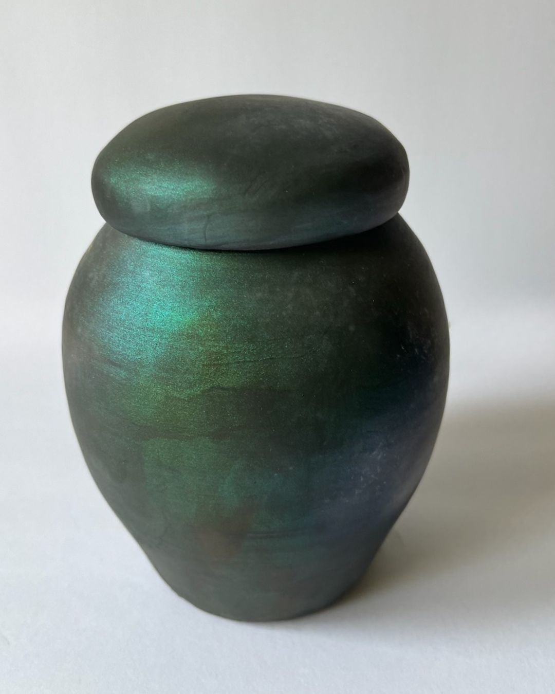IRIDESCENT GINGER JAR (smoke fired, no. 4)
