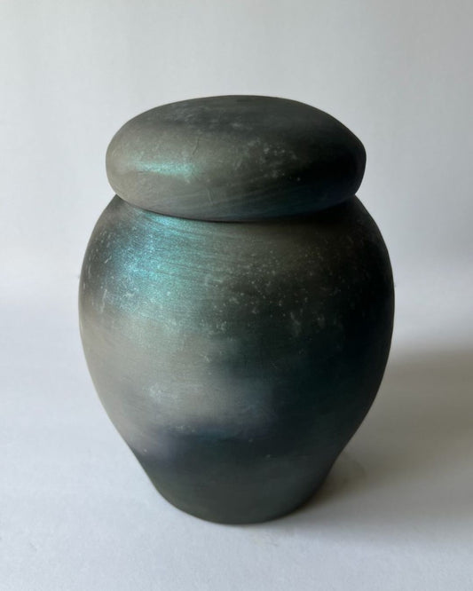 IRIDESCENT GINGER JAR (smoke fired, no. 4)