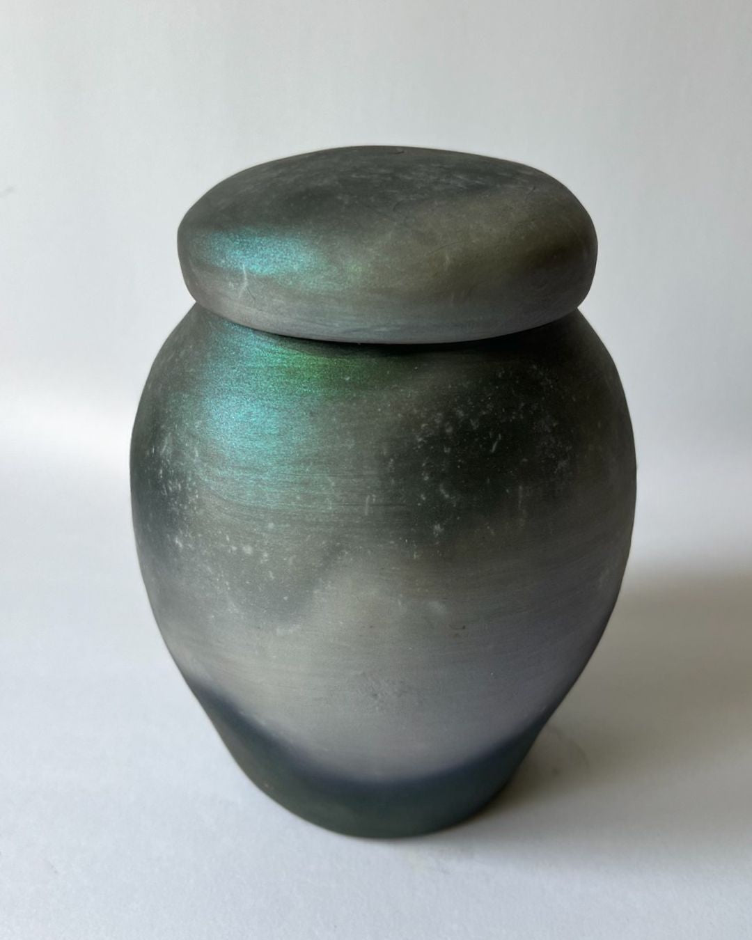 IRIDESCENT GINGER JAR (smoke fired, no. 4)