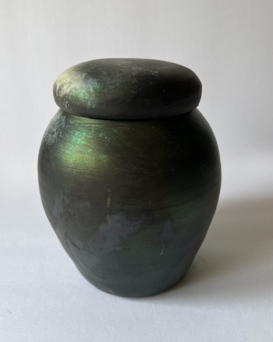 IRIDESCENT GINGER JAR (smoke fired, no. 5)