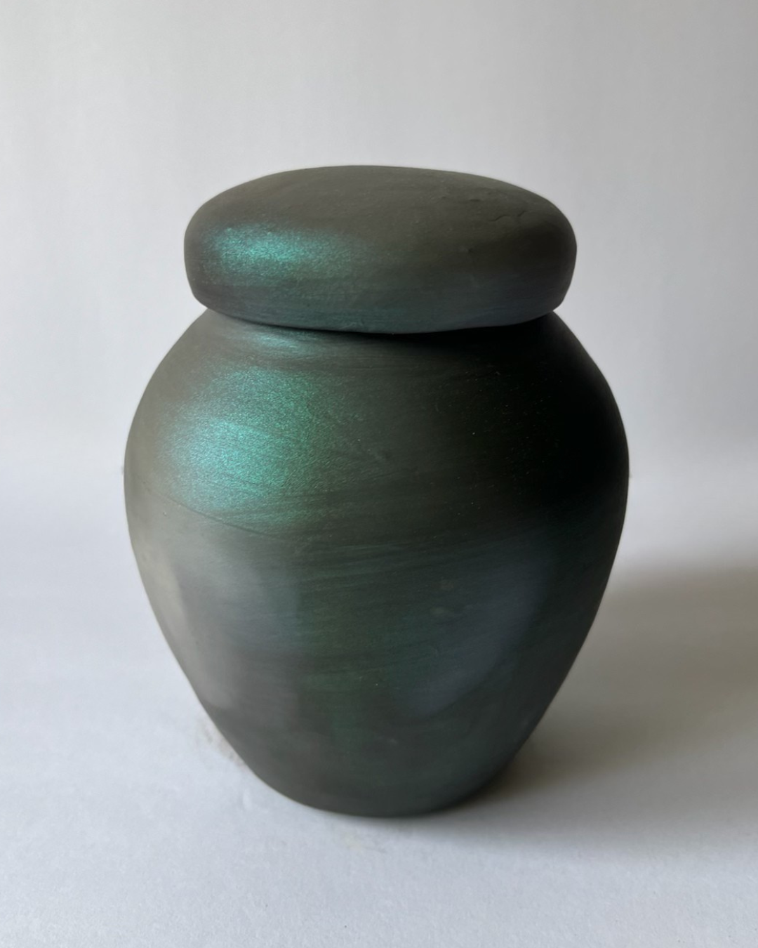 IRIDESCENT GINGER JAR (smoke fired, no. 6)