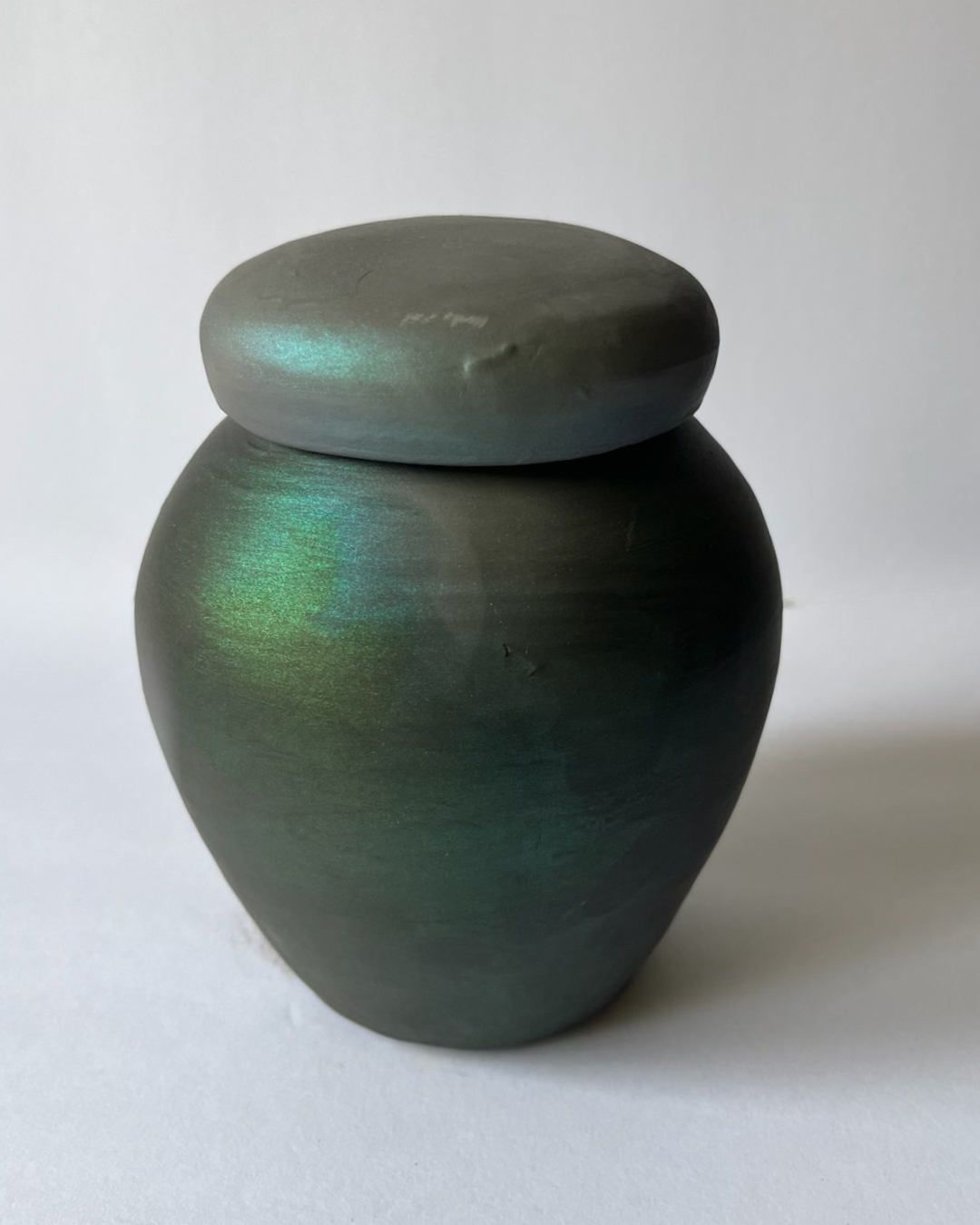 IRIDESCENT GINGER JAR (smoke fired, no. 6)
